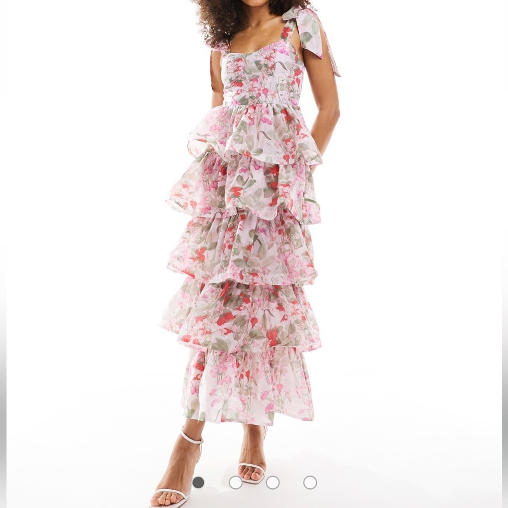 & Other Stories Corset front Tiered Floral Ruffled maxi Dress size 12 NWOT - Picture 1 of 12